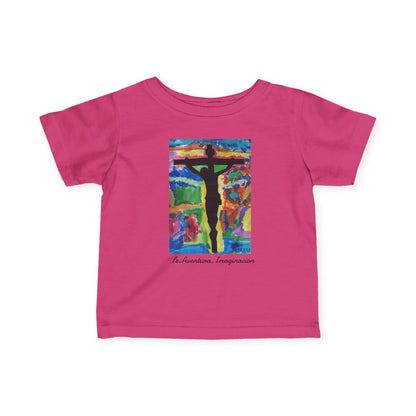 M.I.U Baby Tee — Lleva Tu Fe Puesta Crucifix Art by Matías