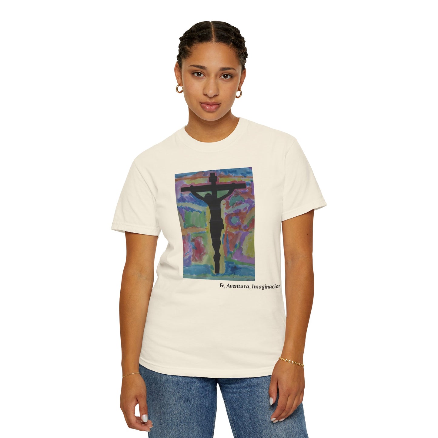 M.I.U Faith Tee — Arte de Matias | Crucifix Watercolor | Fe, Aventura, Imaginación