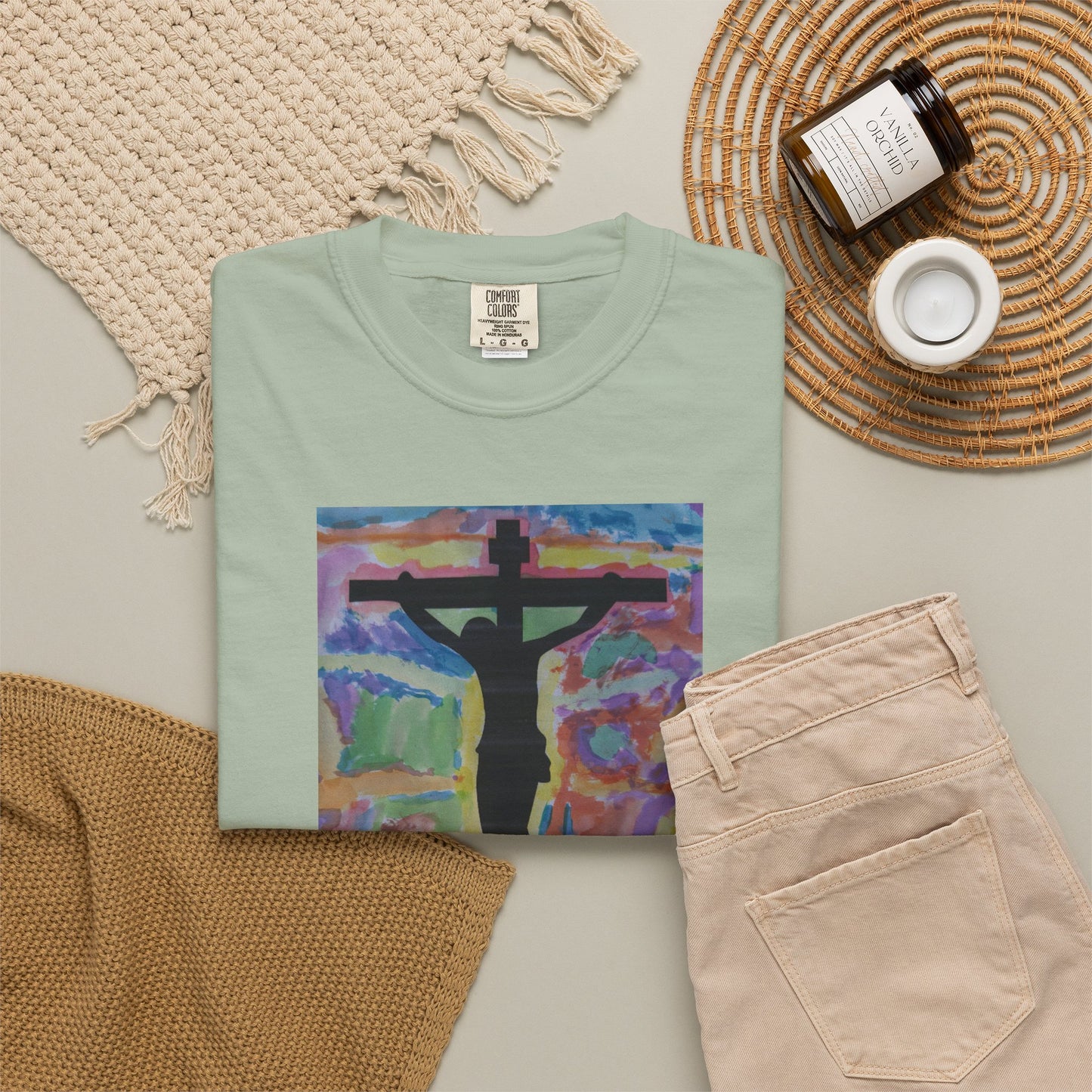 M.I.U Faith Tee — Arte de Matias | Crucifix Watercolor | Fe, Aventura, Imaginación