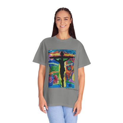 M.I.U Faith Tee — Watercolor Crucifix Art by Matías