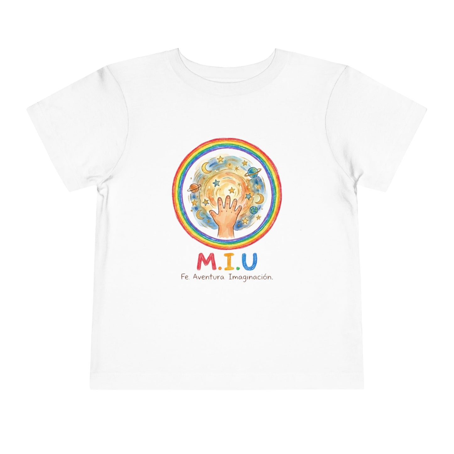 Camiseta Toddler M.I.U — Logo Manito Arcoíris | Fe, Aventura, Imaginación