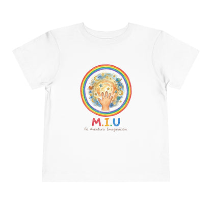 Camiseta Toddler M.I.U — Logo Manito Arcoíris | Fe, Aventura, Imaginación