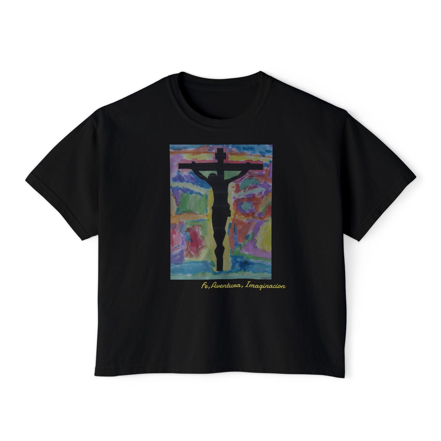 M.I.U Women’s Boxy Tee — Watercolor Faith Art by Matías