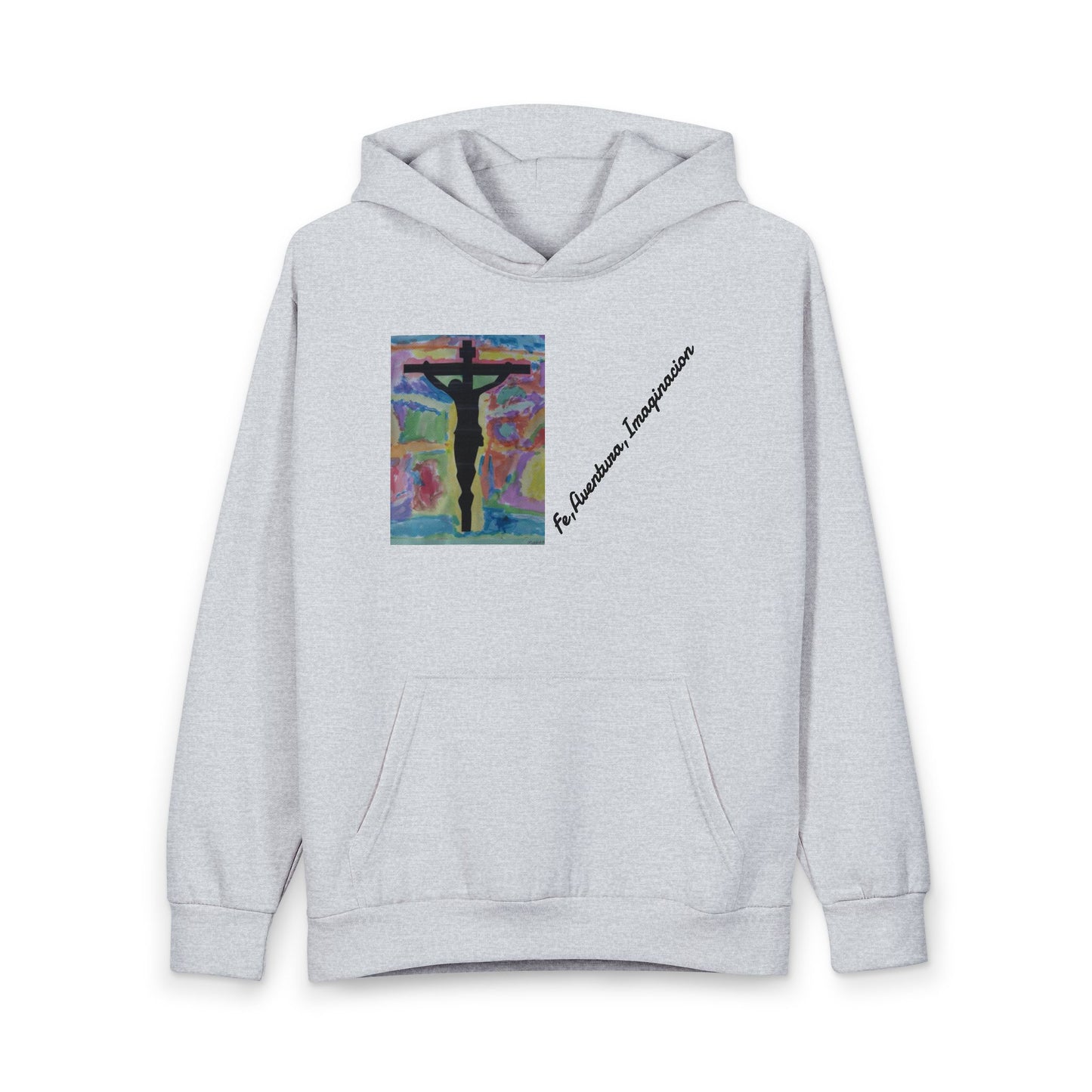 Hoodie M.I.U Jesús Centro — Arte Original de Matías | Ropa Cristiana Fe Aventura Imaginación