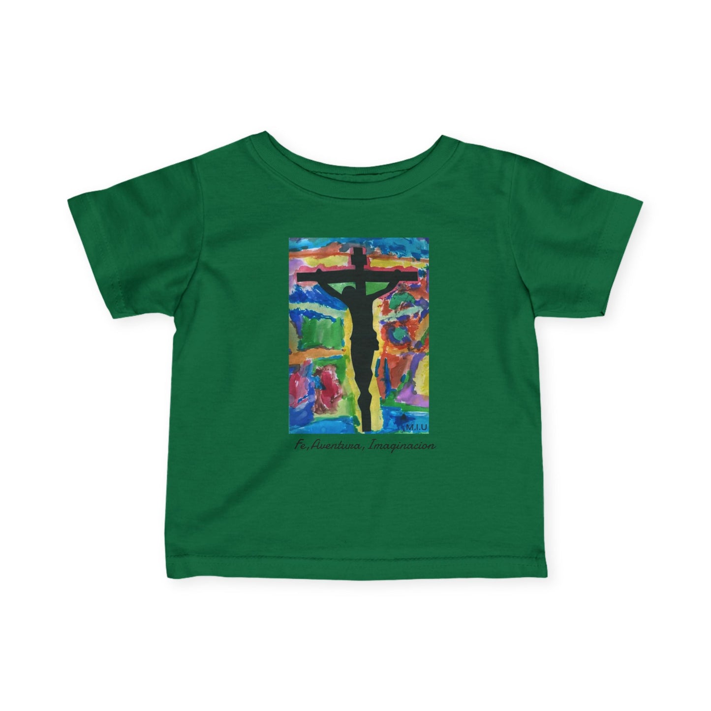 M.I.U Baby Tee — Lleva Tu Fe Puesta Crucifix Art by Matías