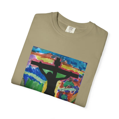 M.I.U Faith Tee — Watercolor Crucifix Art by Matías
