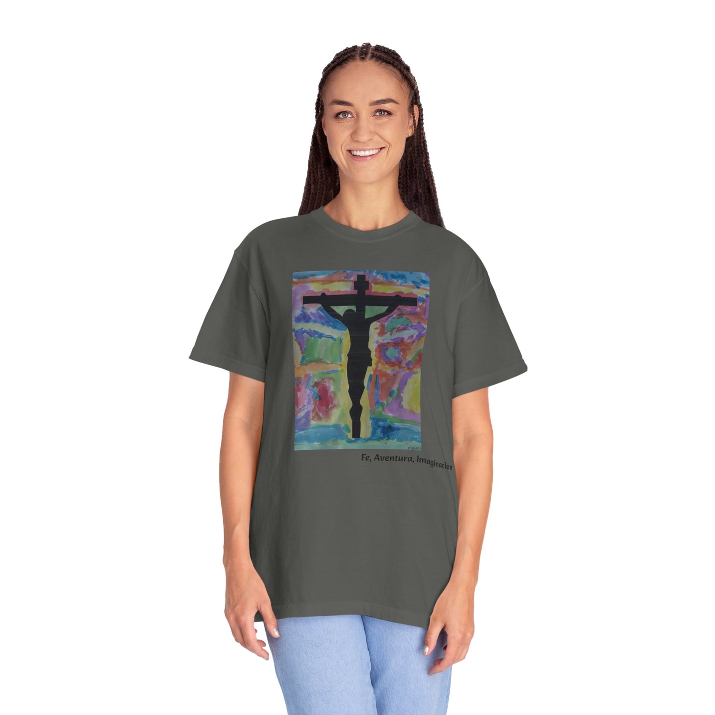 M.I.U Faith Tee — Arte de Matias | Crucifix Watercolor | Fe, Aventura, Imaginación