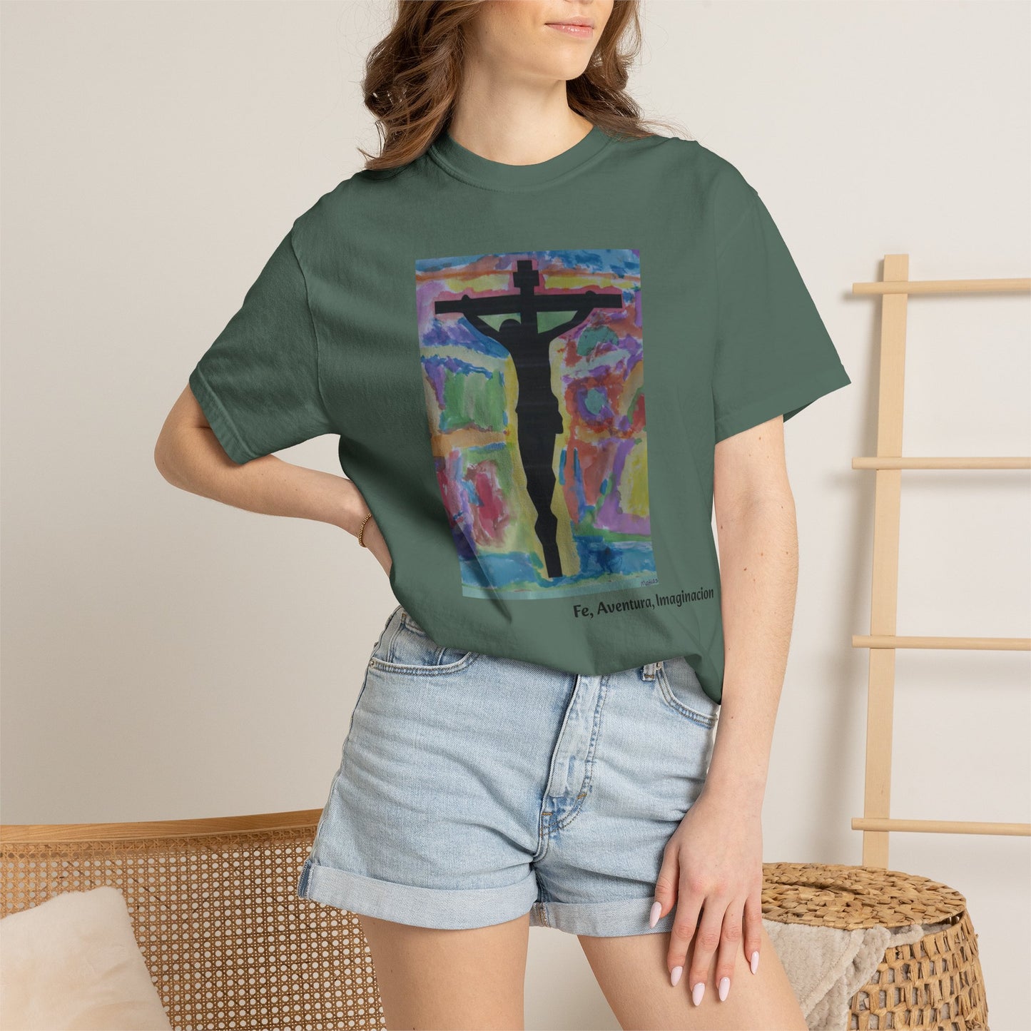M.I.U Faith Tee — Arte de Matias | Crucifix Watercolor | Fe, Aventura, Imaginación