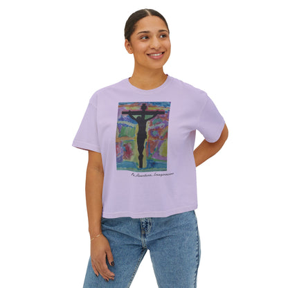 M.I.U Women’s Boxy Tee — Watercolor Faith Art by Matías