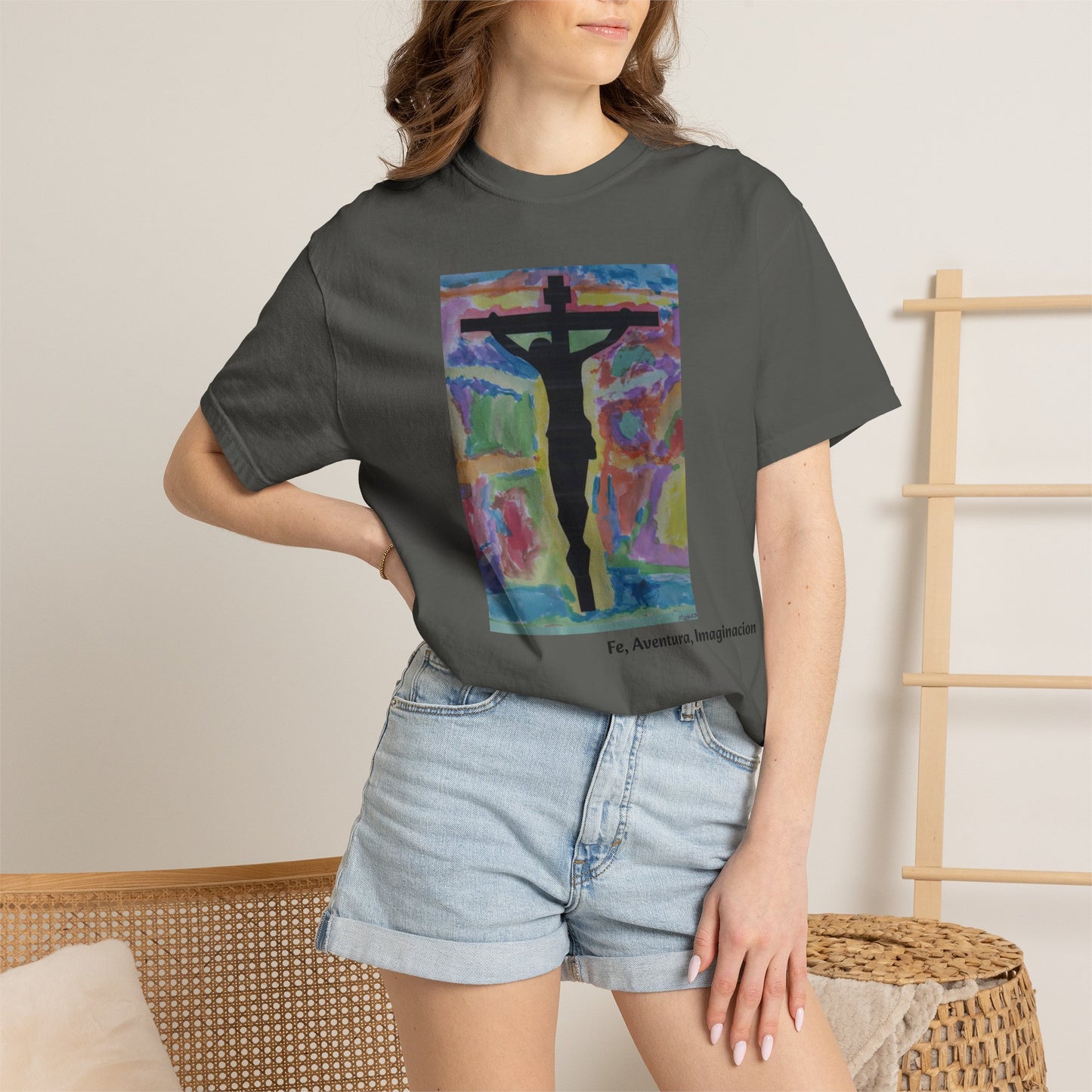 M.I.U Faith Tee — Arte de Matias | Crucifix Watercolor | Fe, Aventura, Imaginación
