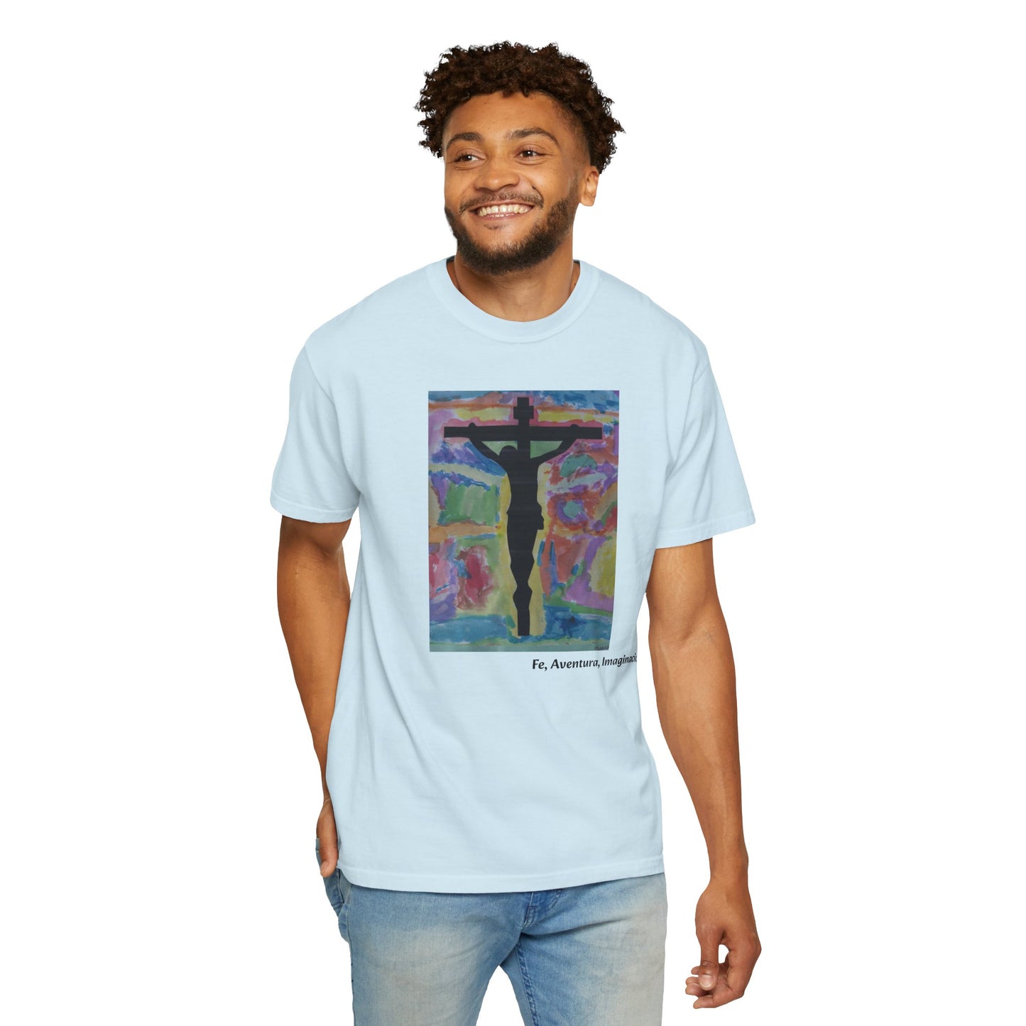 M.I.U Faith Tee — Arte de Matias | Crucifix Watercolor | Fe, Aventura, Imaginación