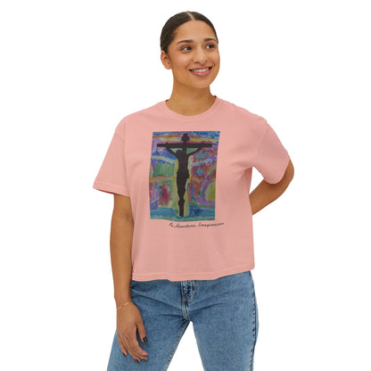 M.I.U Women’s Boxy Tee — Watercolor Faith Art by Matías