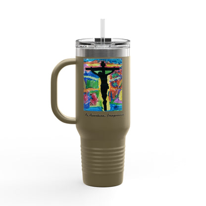 M.I.U Faith Travel Mug 40oz — Crucifix Watercolor Art by Matías