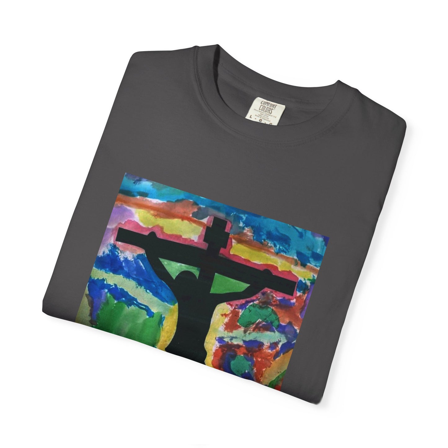 M.I.U Faith Tee — Watercolor Crucifix Art by Matías