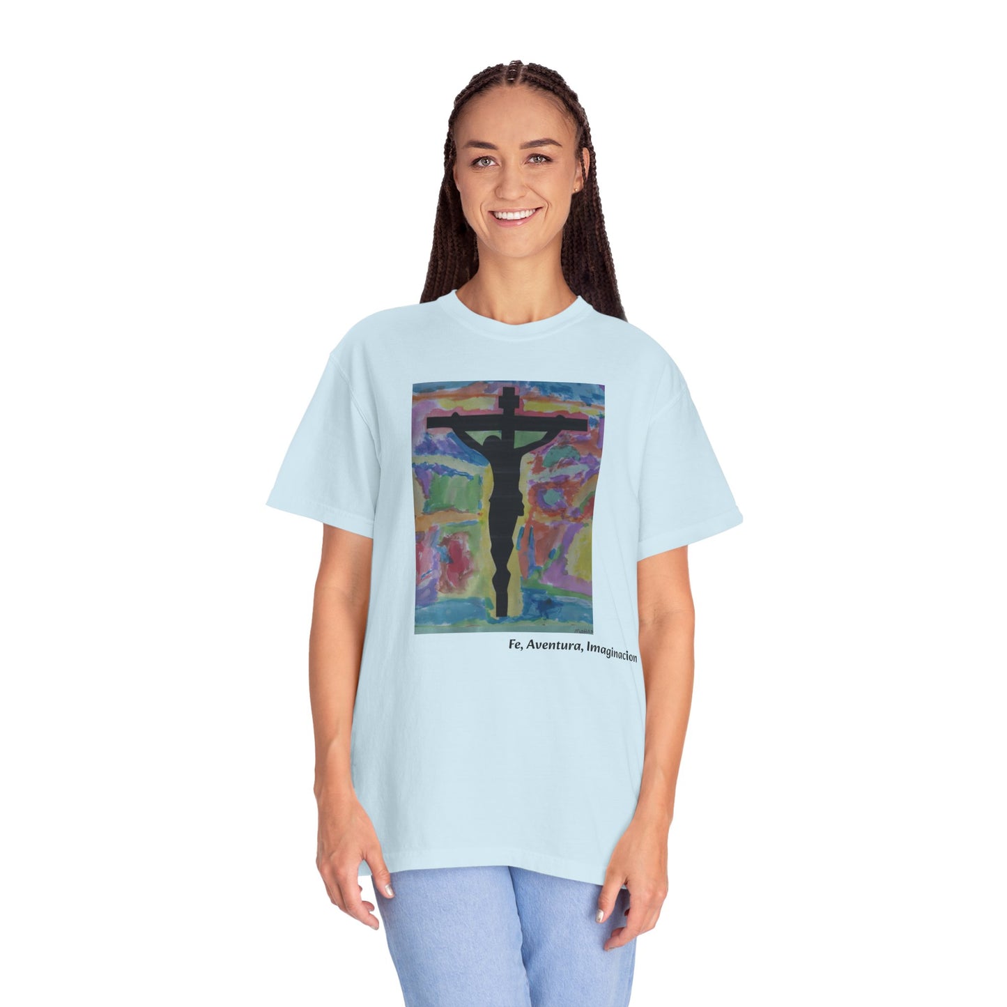 M.I.U Faith Tee — Arte de Matias | Crucifix Watercolor | Fe, Aventura, Imaginación
