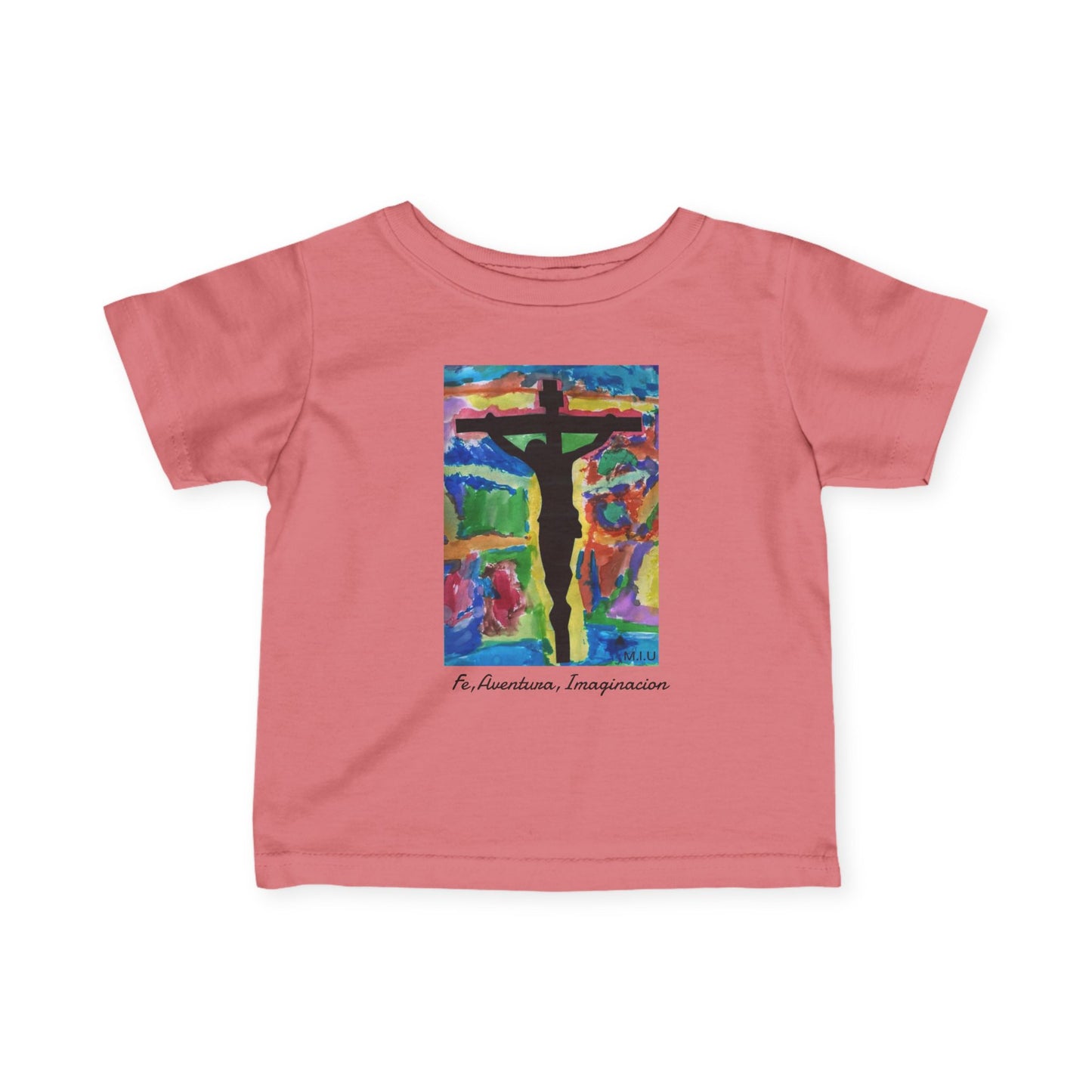 M.I.U Baby Tee — Lleva Tu Fe Puesta Crucifix Art by Matías