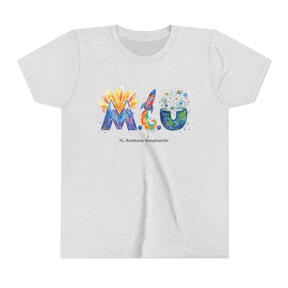 Camiseta Unisex Niños M.I.U — Logo Cohete & Volcán | Fe, Aventura, Imaginación