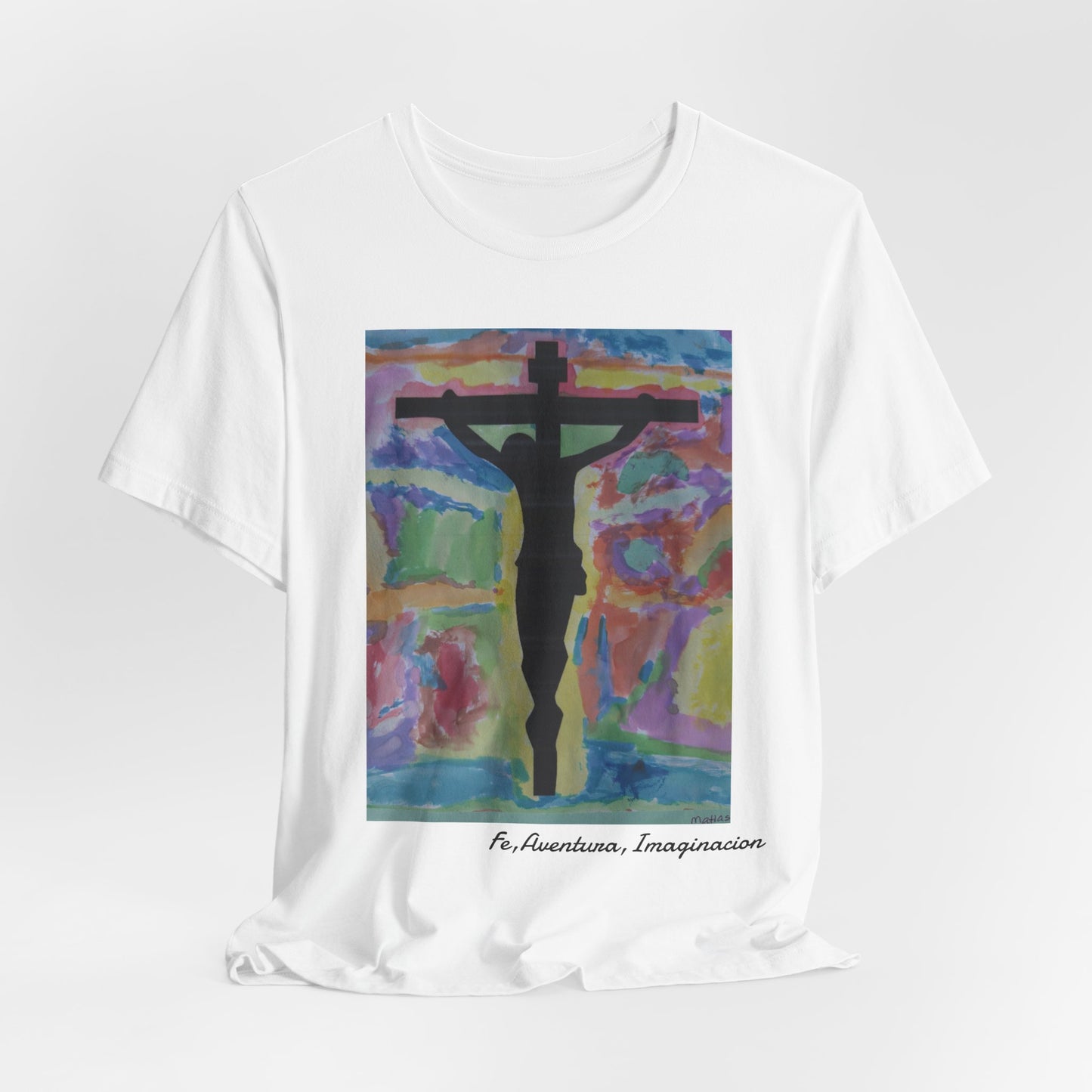 Camiseta Unisex — Arte de Matias | Vibrant Crucifix | Fe, Aventura, Imaginacion | M.I.U