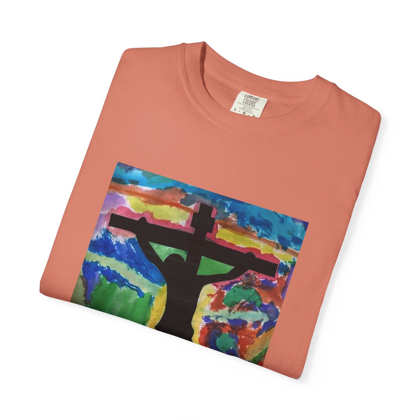 M.I.U Faith Tee — Watercolor Crucifix Art by Matías