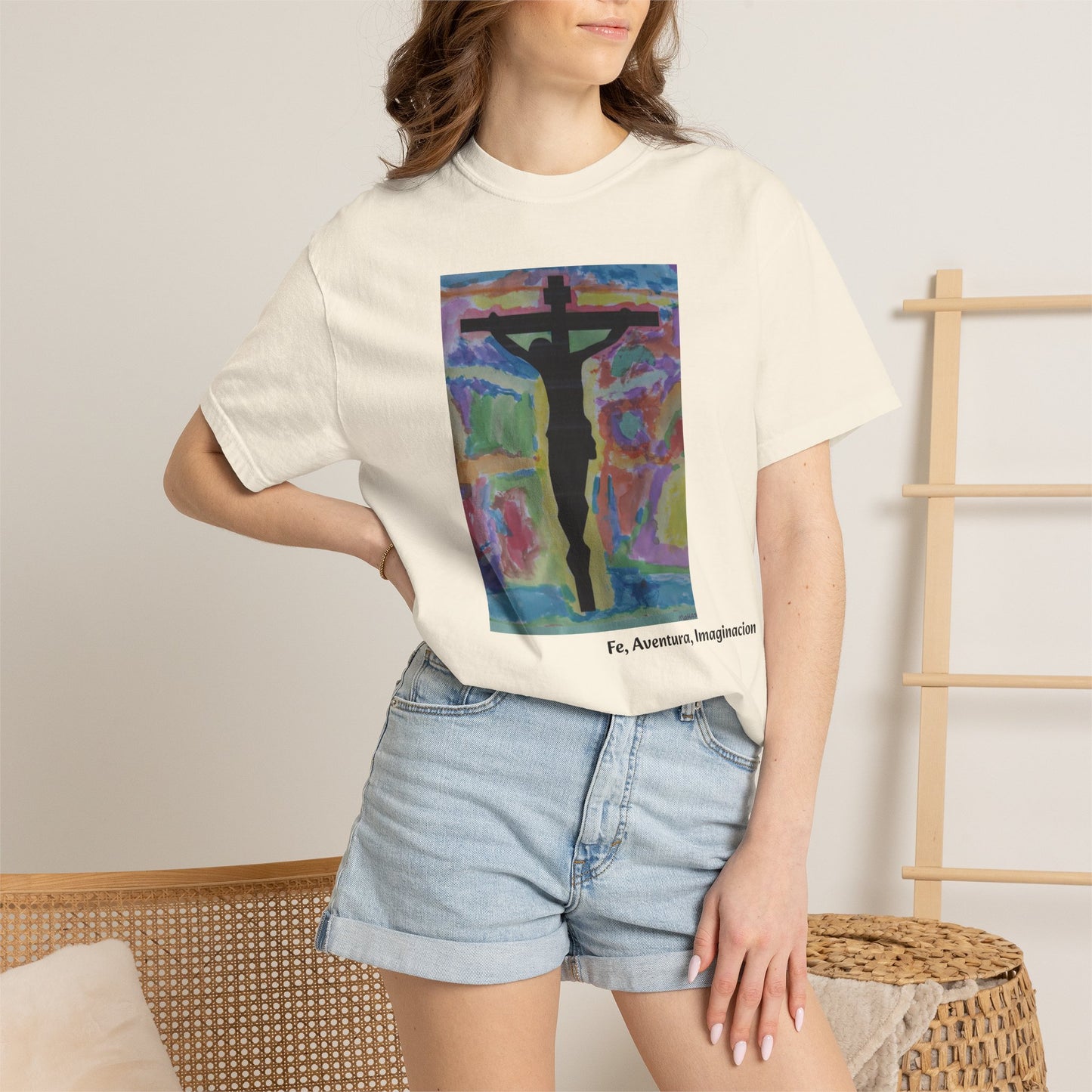 M.I.U Faith Tee — Arte de Matias | Crucifix Watercolor | Fe, Aventura, Imaginación