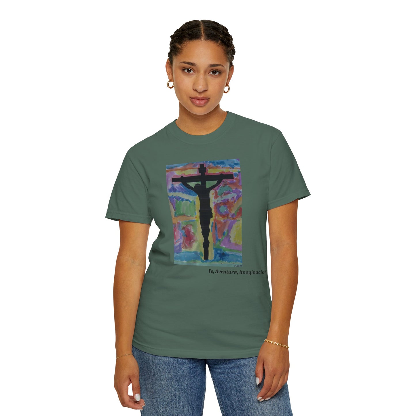 M.I.U Faith Tee — Arte de Matias | Crucifix Watercolor | Fe, Aventura, Imaginación