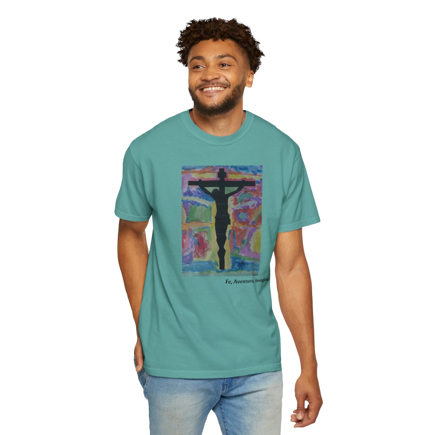 M.I.U Faith Tee — Arte de Matias | Crucifix Watercolor | Fe, Aventura, Imaginación