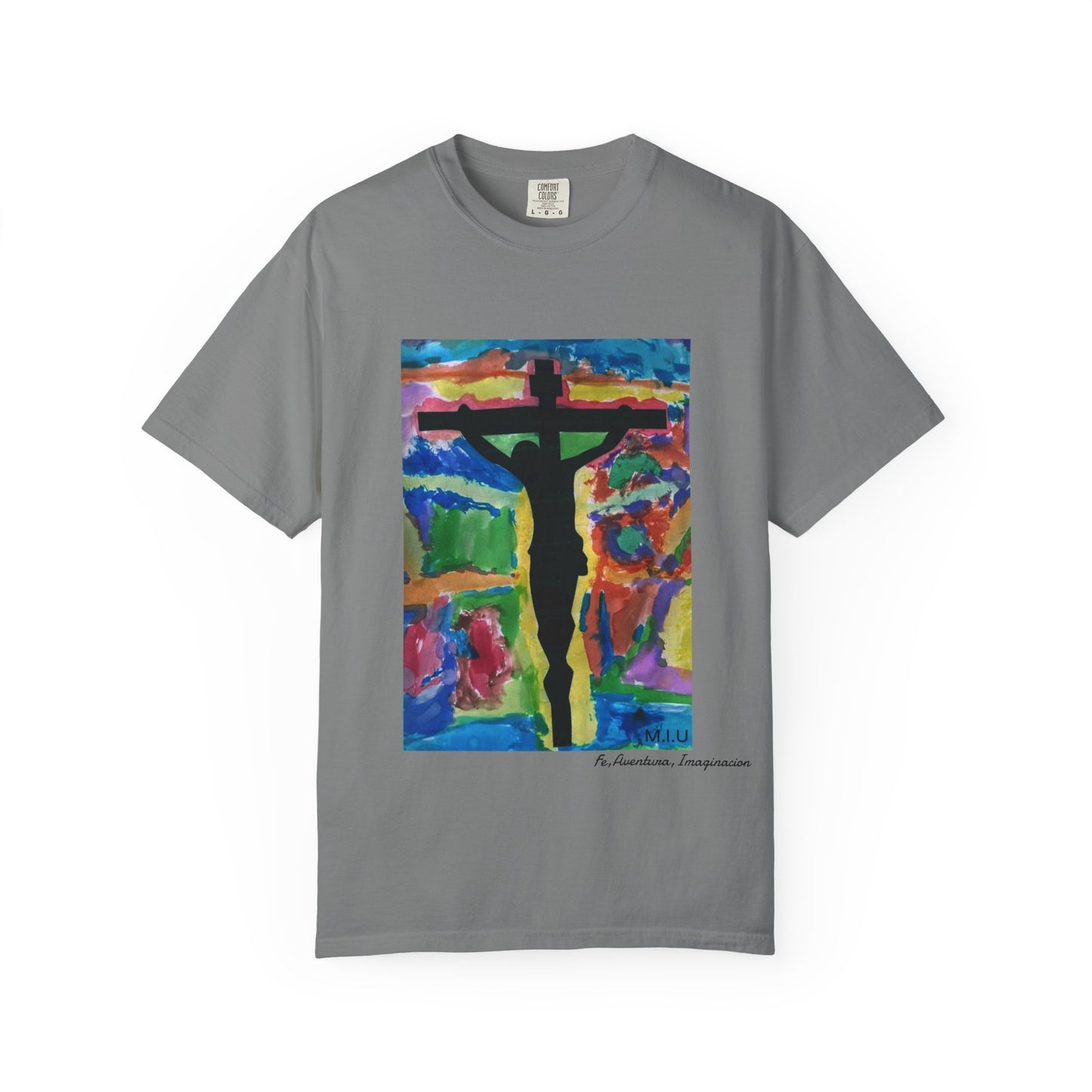 M.I.U Faith Tee — Watercolor Crucifix Art by Matías
