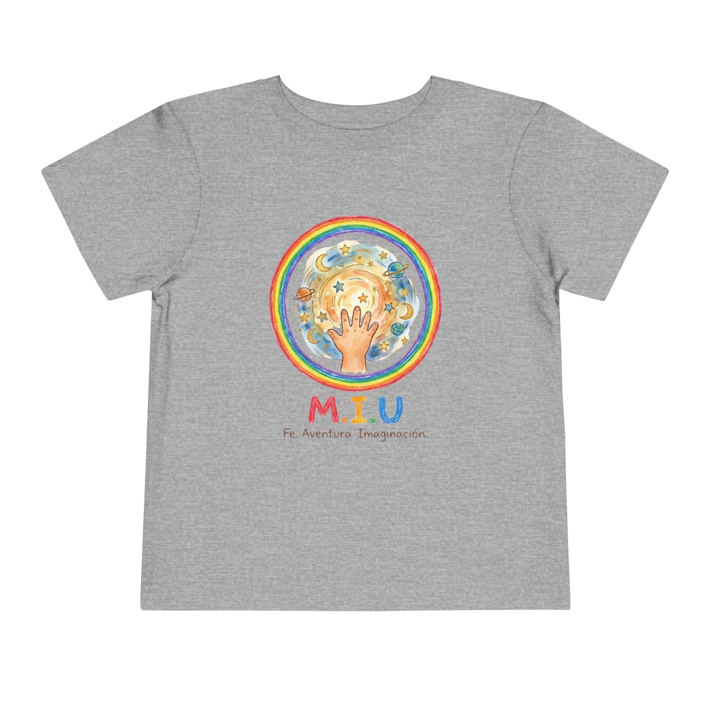 Camiseta Toddler M.I.U — Logo Manito Arcoíris | Fe, Aventura, Imaginación
