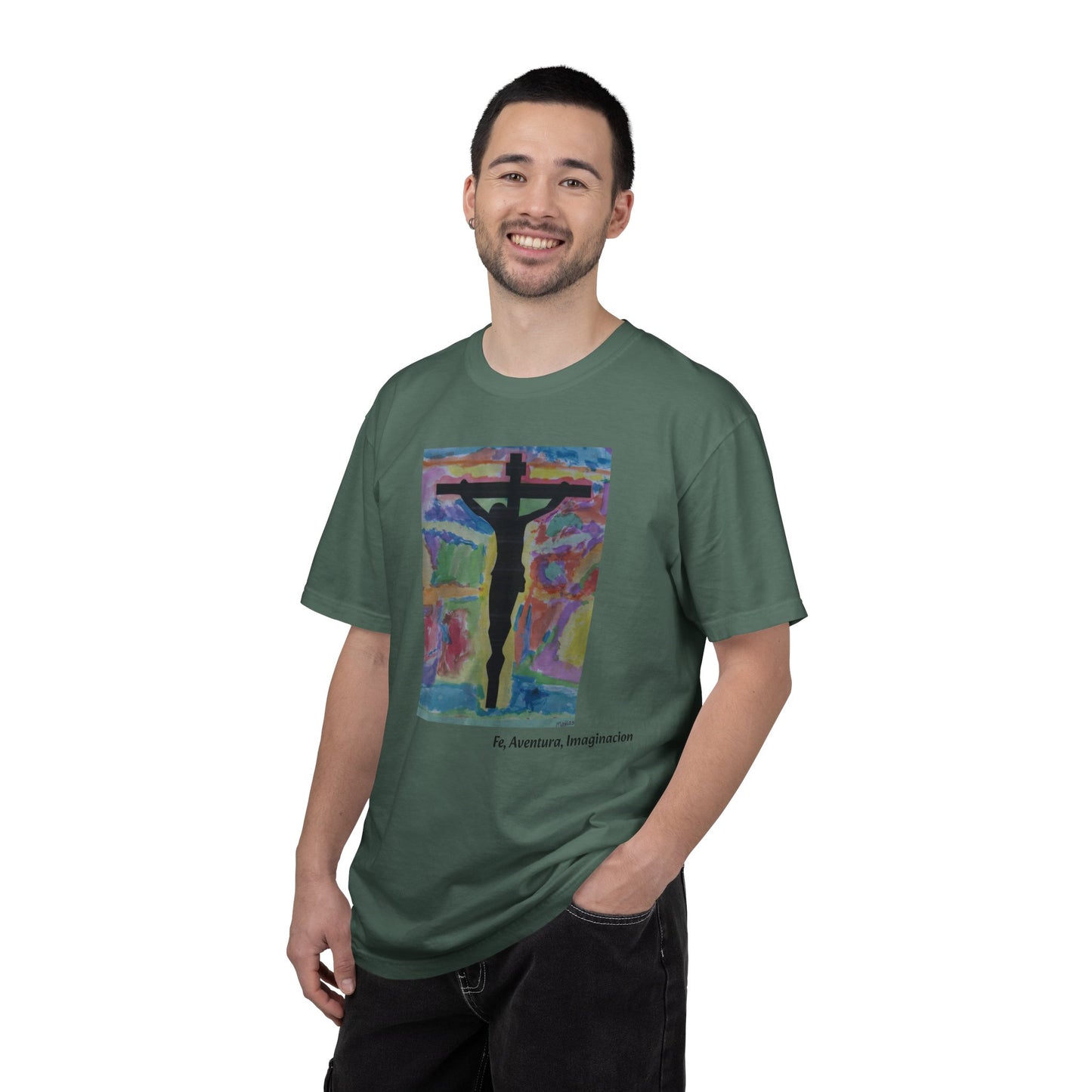 M.I.U Faith Tee — Arte de Matias | Crucifix Watercolor | Fe, Aventura, Imaginación