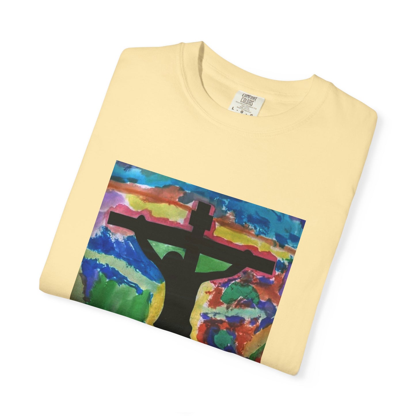M.I.U Faith Tee — Watercolor Crucifix Art by Matías