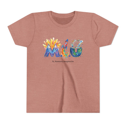 Camiseta Unisex Niños M.I.U — Logo Cohete & Volcán | Fe, Aventura, Imaginación