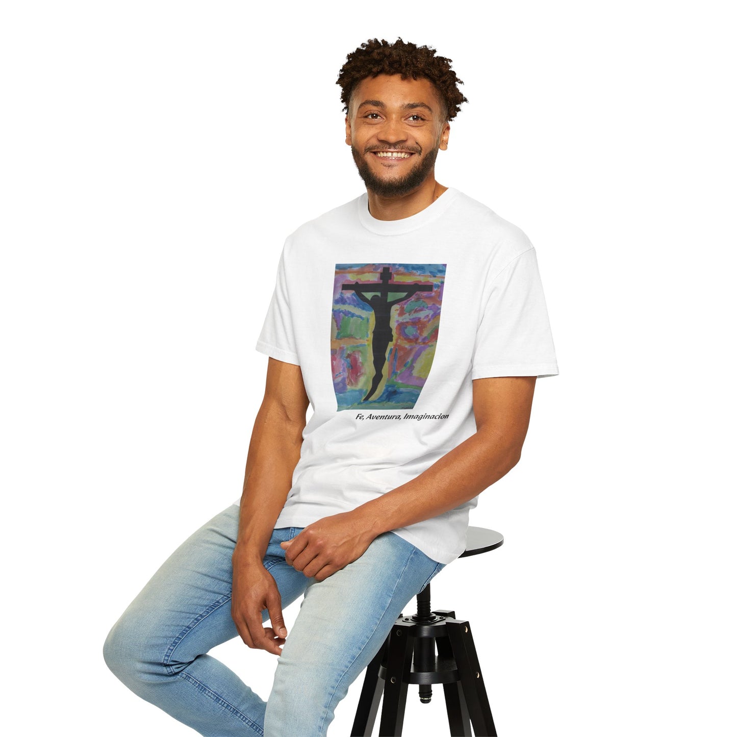 M.I.U Faith Tee — Arte de Matias | Crucifix Watercolor | Fe, Aventura, Imaginación