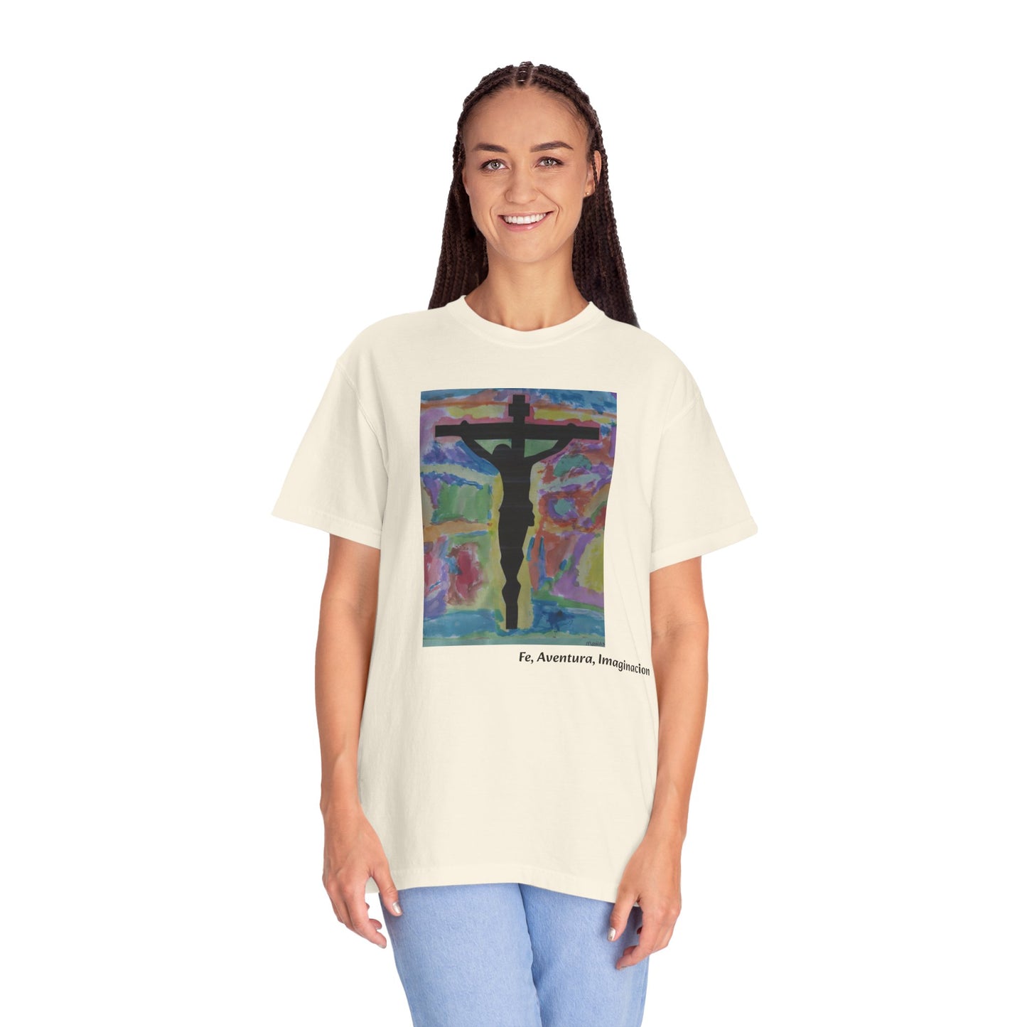 M.I.U Faith Tee — Arte de Matias | Crucifix Watercolor | Fe, Aventura, Imaginación