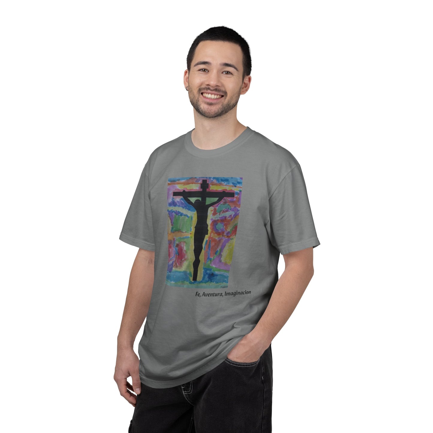 M.I.U Faith Tee — Arte de Matias | Crucifix Watercolor | Fe, Aventura, Imaginación