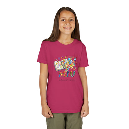 Camiseta Unisex Niños M.I.U — Logo Libro & Universo | Fe, Aventura, Imaginación