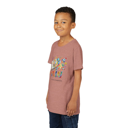 Camiseta Unisex Niños M.I.U — Logo Libro & Universo | Fe, Aventura, Imaginación