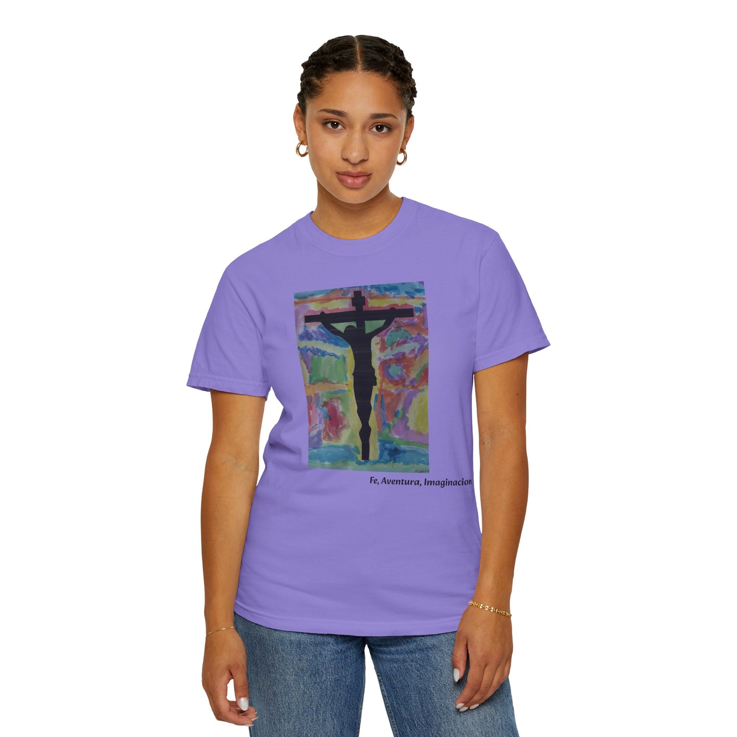 M.I.U Faith Tee — Arte de Matias | Crucifix Watercolor | Fe, Aventura, Imaginación