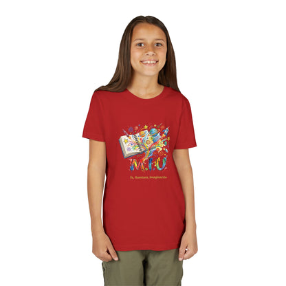 Camiseta Unisex Niños M.I.U — Logo Libro & Universo | Fe, Aventura, Imaginación