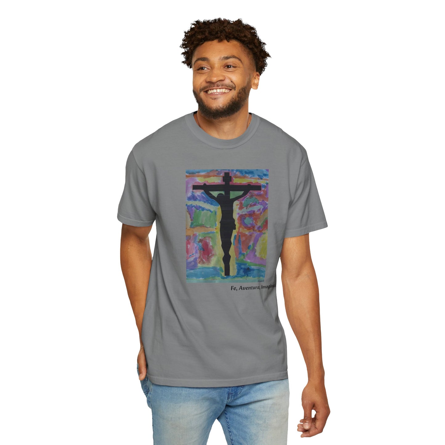M.I.U Faith Tee — Arte de Matias | Crucifix Watercolor | Fe, Aventura, Imaginación