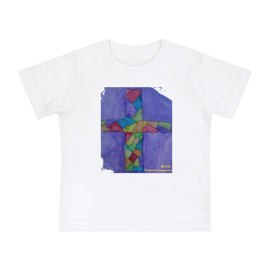 Baby Tee — Arte de Ignacio | Cruz Vitral | Fe, Aventura, Imaginación | M.I.U