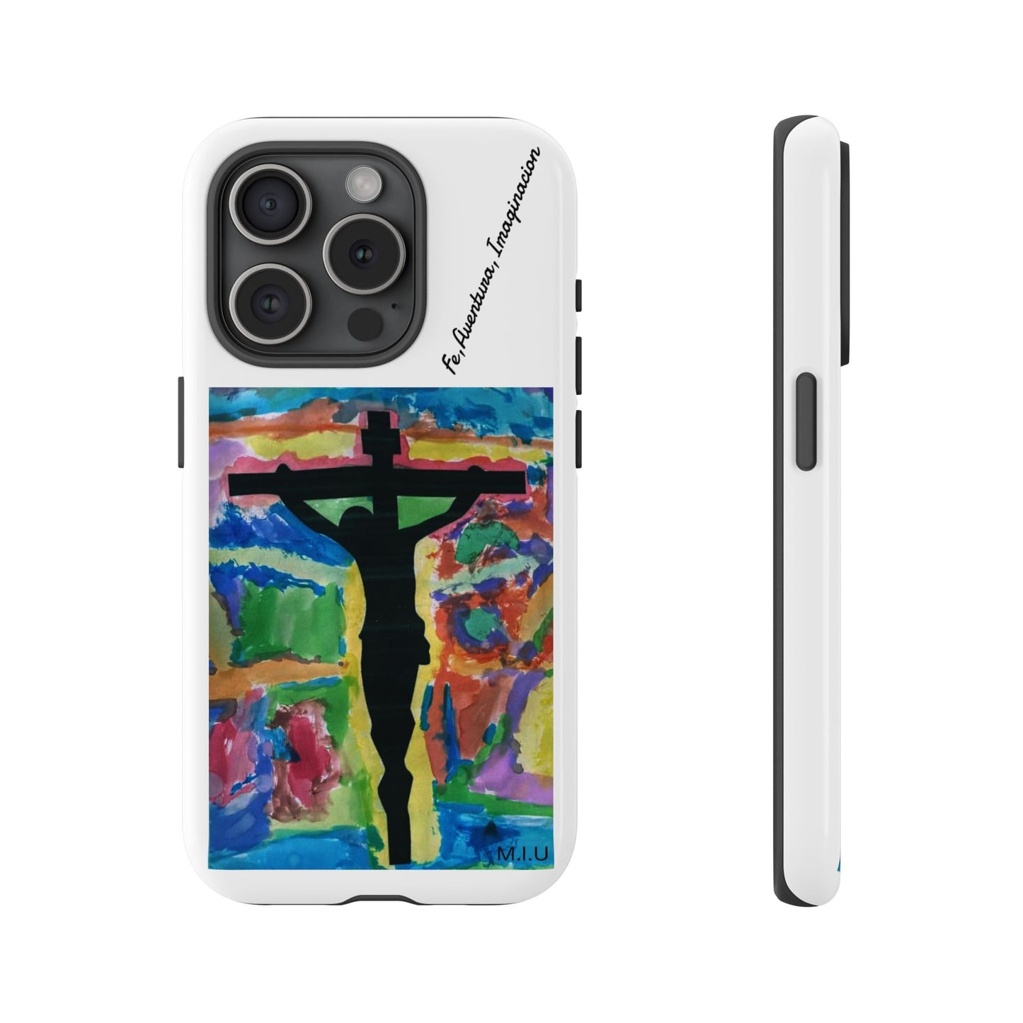 M.I.U Faith Tough Case iPhone 15 — Crucifix Watercolor Art by Matías