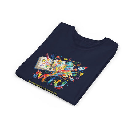 Camiseta Unisex Niños M.I.U — Logo Libro & Universo | Fe, Aventura, Imaginación