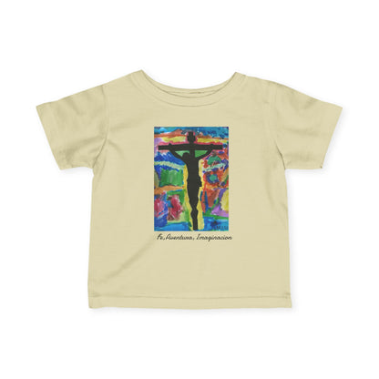 M.I.U Baby Tee — Lleva Tu Fe Puesta Crucifix Art by Matías