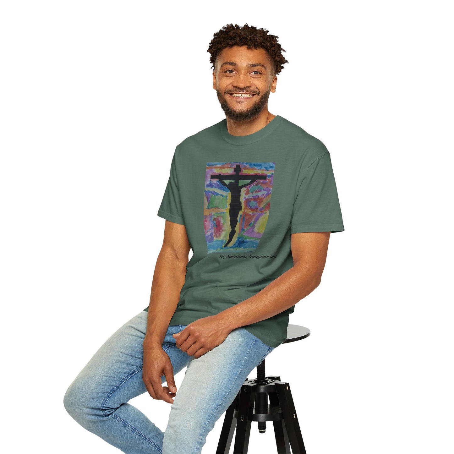 M.I.U Faith Tee — Arte de Matias | Crucifix Watercolor | Fe, Aventura, Imaginación