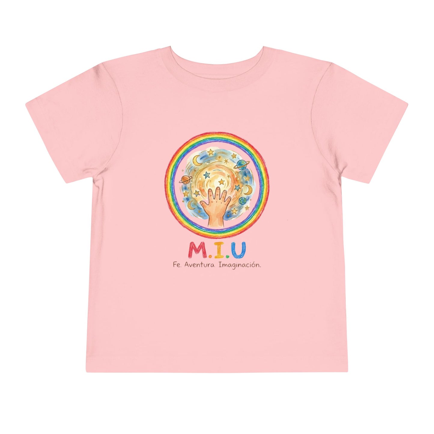 Camiseta Toddler M.I.U — Logo Manito Arcoíris | Fe, Aventura, Imaginación