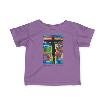 M.I.U Baby Tee — Lleva Tu Fe Puesta Crucifix Art by Matías