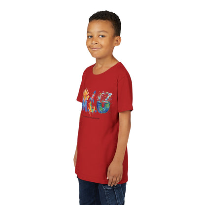 Camiseta Unisex Niños M.I.U — Logo Cohete & Volcán | Fe, Aventura, Imaginación