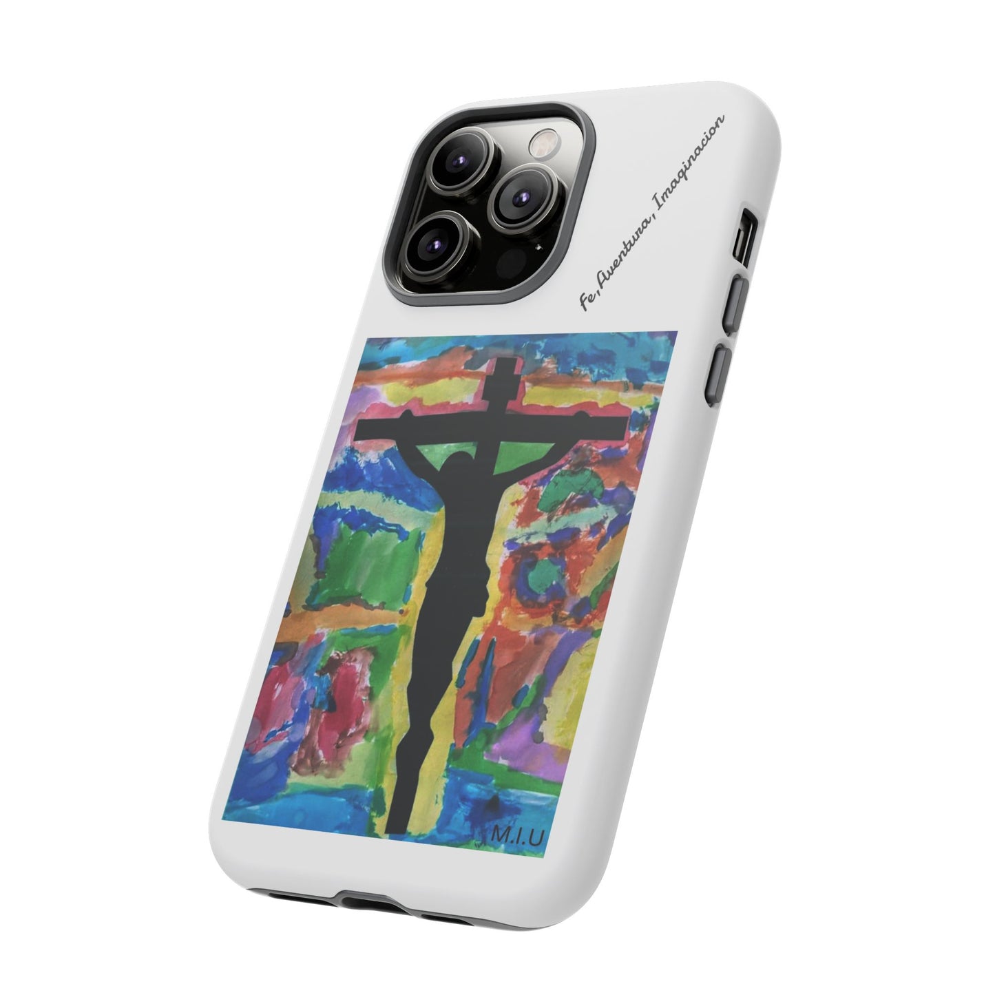 M.I.U Faith Tough Case iPhone 14 — Crucifix Watercolor Art by Matías