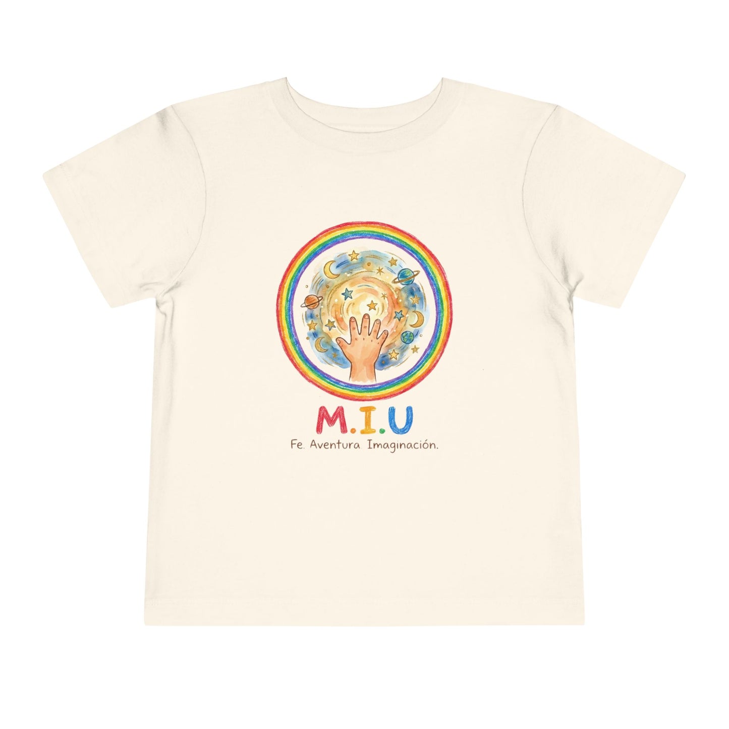 Camiseta Toddler M.I.U — Logo Manito Arcoíris | Fe, Aventura, Imaginación