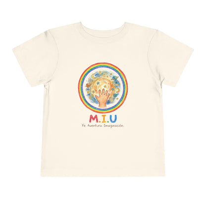 Camiseta Toddler M.I.U — Logo Manito Arcoíris | Fe, Aventura, Imaginación